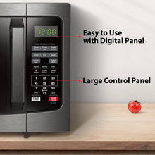 Load image into Gallery viewer, TOSHIBA EM131A5C-BS Countertop Microwave Ovens 1.2 Cu Ft, 12.4" Removable Turntable Smart Humidity Sensor 12 Auto Menus Mute Function ECO Mode Easy Clean Interior Black Color 1100W