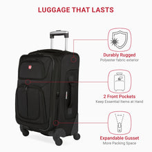 Load image into Gallery viewer, SwissGear Sion Softside Expandable Luggage, Black, 2-Piece Set (21/29)
