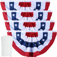 Load image into Gallery viewer, American Flag Bunting Patriotic Pleated Fan Flag USA Flags with Brass Grommets and Zip Ties for 4th of July Memorial Day Decoration Outdoor (4, 1.5x3 Feet)