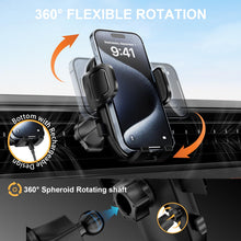 Load image into Gallery viewer, Phone Holders for Your Car with Newest Metal Hook Clip, Air Vent Cell Phone Car Mount 360° Rotation Car Phone Holder Universal Automobile Cradle Fit for iPhone Android and All Smartphones Dark Black