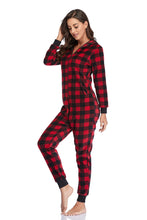 Load image into Gallery viewer, COLORFULLEAF Couples Matching Christmas Pajamas for Family Hoodie Plaid Fleece Onesie Full Zipper Jumpsuits(Womens, S)