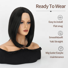 Load image into Gallery viewer, VOKEYLA Short Bob Wig Synthetic Lace Frontal Wigs For Women Black Straight Hair Glueless Yaki Straight Heat Resistant Natural Wig