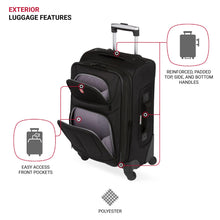 Load image into Gallery viewer, SwissGear Sion Softside Expandable Luggage, Black, 2-Piece Set (21/29)