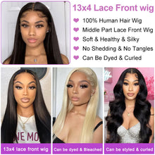 Load image into Gallery viewer, NVL Lace Front Wigs Human Hair Pre Plucked with Baby Hair 200 Density 13x4 HD Transparent Straight Lace Front Wigs for Women Human Hair Glueless (22 Inch, Natural Color)