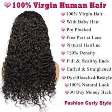 Load image into Gallery viewer, 13x4 Lace Front Wigs Human Hair Pre Plucked 180% Density Brazilian Wet and Wavy Human Hair Wigs for Black Women Glueless Curly Lace Frontal Wigs Human Hair Natural Color (22 Inch)