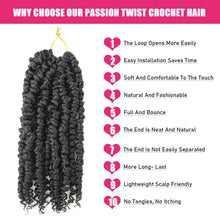 Load image into Gallery viewer, Passion Twist Crochet Hair 10 Inch 6 Packs Pre-twisted Passion Twist Hair Pre Looped Crochet Hair for Black Women Bohemian Short Passion Twist Crochet Hair for Kids and Girls (10 Inch,1B)