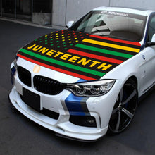 Load image into Gallery viewer, Juneteenth Flag for Car Hood Cover 4X5Ft Car Flag for Celebrations Vehicles Decorate Accessories Fits Coupe Saloon SUV Pickup Trucks