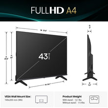 Load image into Gallery viewer, Hisense 43-Inch Class A4 Series FHD 1080p Smart Fire TV (43A4NF, 2025 Model) - DTS Virtual: X, Slim Bezel Design, Alexa Built in