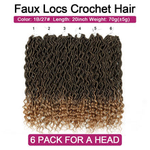 Load image into Gallery viewer, Goddess Locs Crochet Hair - 6 Packs 20 Inch Wavy Faux Locs Crochet Hair for Black Women, Ombre Faux Locs Crochet Hair with Curly Ends Synthetic Braids Hair Extensions (20Inch, T1B-27#)