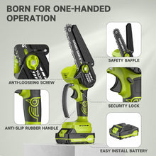 Load image into Gallery viewer, Mini Chainsaw Cordless, 6 Inch Electric Chainsaw Cordless Small Battery Powered Chainsaw, Lightweight Portable Handheld Chain Saw Electric Saw for Tree Branches Wood Cutting Pruning Gardening Gfit