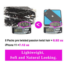 Load image into Gallery viewer, Bileaf 8 Packs Passion Twist Crochet Hair 10 Inch Pre-twisted Short Crochet Passion Twist Hair, Pre Looped Passion Twist Crochet Braids Bohemian Crochet Hair 1B