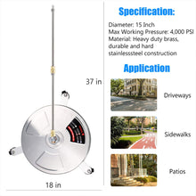 Load image into Gallery viewer, Twinkle Star 15" High Pressure Washer Surface Cleaner with 3 Wheels, Stainless Steel Housing & 1/4" Quick Connector, Power Washer Accessories; 2 Extension Wand, 2 Replacement Nozzles, 4000 PSI