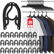 Load image into Gallery viewer, 30 Pcs Travel Hangers Portable Foldable Travel Hanger Organizer, Plastic Travel Accessories Essentials Clothes Drying Rack Folding Hangers for Traveling Camping Flying RV Cruises Suitcase, Black