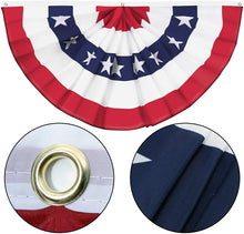 Load image into Gallery viewer, American Flag Bunting Patriotic Pleated Fan Flag USA Flags with Brass Grommets and Zip Ties for 4th of July Memorial Day Decoration Outdoor (4, 1.5x3 Feet)