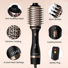 Load image into Gallery viewer, Nicebay Hair Dryer Brush,Hot Tools Blow Dryer Brush in One for Drying/Straightening/Curling/Voluming, Oval Hot Air Brush,One-Step Blowout Brush Hair Dryer with 3 Attachments, Multi-temperature Setting