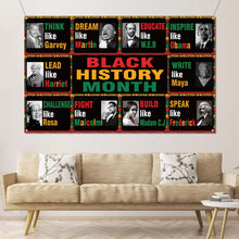 Load image into Gallery viewer, Sunwer Black History Month Photo Booth Backdrop African American Inspirational Wall Posters Classroom Bulletin Board Hanging Banner (5.9×3.6ft)