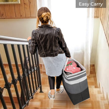 Load image into Gallery viewer, HomeHacks 2 Pack Large Laundry Baskets, Waterproof, Freestanding Laundry Hampers, Collapsible Clothes Hamper with Reinforced Handles in Laundry Room, College Dorm, Bathroom, Bedroom (Grey, 75Lx2)