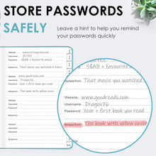 Load image into Gallery viewer, Elegant Password Book with Alphabetical Tabs - Hardcover Password Book for Internet Website Address Login - 5.2" x 7.6" Password Keeper and Organizer w/Notes Section & Back Pocket (Turquoise)
