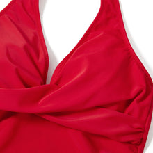Load image into Gallery viewer, SUUKSESS Women Sexy Halter Tankini Bathing Suits Slimming Tummy Control High Waisted Swimsuits 2 Piece (Red Leopard, L)