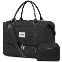 Load image into Gallery viewer, LOVEVOOK Travel Duffle Bag, Weekender Bags for Women with Shoe Compartment, Carry on Bag with Toiletry Bag, Gym Bag with Wet Pocket, Hospital Bags for Labor and Delivery, Black