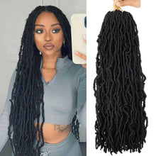 Load image into Gallery viewer, 24 Inch Soft Locs Crochet Hair Pre Looped 6 Packs Faux Locs Crochet Braids Goddess Locs Dreadlocs Synthetic Hair For Black Women (1B, 24 Inch (Pack of 6))