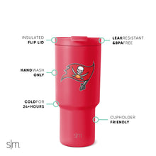 Load image into Gallery viewer, Simple Modern Officially Licensed NFL Tampa Bay Buccaneers 30 oz Tumbler with Flip Lid and Straws | Insulated Cup Stainless Steel | Gifts for Men Women | Trek Collection | Tampa Bay Buccaneers