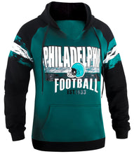 Load image into Gallery viewer, Womens City Classic Football Fans V Neck Soft & Warm Sweatshirt Hoodie Pollover - Midnight Green & Black (Size: 2XL)