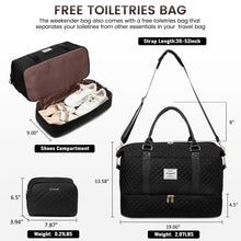 Load image into Gallery viewer, LOVEVOOK Travel Duffle Bag, Weekender Bags for Women with Shoe Compartment, Carry on Bag with Toiletry Bag, Gym Bag with Wet Pocket, Hospital Bags for Labor and Delivery, Black