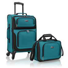 Load image into Gallery viewer, U.S. Traveler Lightweight Rolling 20" Carry On Luggage Softside Suitcase, Teal, 4 Wheel