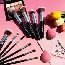 Load image into Gallery viewer, BEAKEY Makeup Brushes Set, Professional Foundation Eyeshadow Concealer Blush Powder Bronzer Applicator, 2 Blender Sponge with Beauty Paper Case stocking stuffers