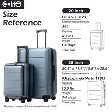 Load image into Gallery viewer, COOLIFE Luggage Suitcase Piece Set Carry On ABS+PC Spinner Trolley with pocket Compartmnet Weekend Bag(Night navy, 2-piece Set)