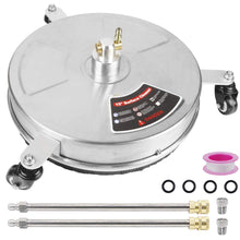 Load image into Gallery viewer, Twinkle Star 15" High Pressure Washer Surface Cleaner with 3 Wheels, Stainless Steel Housing & 1/4" Quick Connector, Power Washer Accessories; 2 Extension Wand, 2 Replacement Nozzles, 4000 PSI