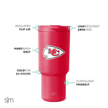Load image into Gallery viewer, Simple Modern Officially Licensed NFL Kansas City Chiefs 30 oz Tumbler with Flip Lid and Straws | Insulated Cup Stainless Steel | Gifts for Men Women | Trek Collection | Kansas City Chiefs