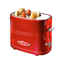 Load image into Gallery viewer, Nostalgia 2 Slot Hot Dog and Bun Toaster with Mini Tongs, Retro Toaster, Cooker that Works Chicken, Turkey, Veggie Links, Sausages Brats, Metallic Red