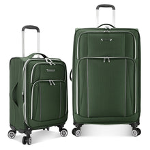 Load image into Gallery viewer, Traveler's Choice Lares Softside Expandable Luggage with Spinner Wheels, Green, 2 Piece Luggage Set