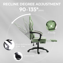 Load image into Gallery viewer, Dowinx Gaming Chair Breathable Fabric Computer Chair with Pocket Spring Cushion, Comfortable Office Chair with Gel Pad and Storage Bag,Massage Game Chair with Footrest,Green