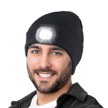 Load image into Gallery viewer, Tutuko Unisex Beanie with Light, USB Rechargeable LED Headlamp Cap, LED Hat with Flashlight, Gifts for Men Women Dad Black