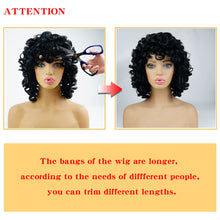 Load image into Gallery viewer, andromeda Curly Wigs for Black Women Soft Black Short Curly Wig with Bangs Afro Loose Curls Heat Resistant Synthetic Wig for African American Women (Black)