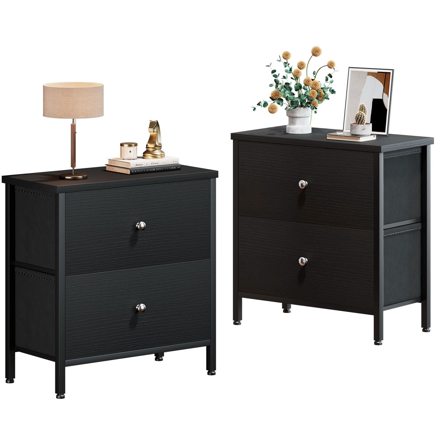 BOLUO Black Nightstands Set of 2, 2 Drawer Dresser for Bedroom Night S Simple to Sharp by Sharon, LLC. BOLUO Black Nightstands Set of 2, 2 Drawer Dresser for Bedroom Night S Simple to Sharp by Sharon, LLC.