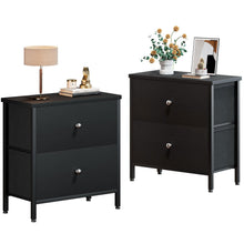 Load image into Gallery viewer, BOLUO Black Nightstands Set of 2, 2 Drawer Dresser for Bedroom Night Stand Small Nightstands End Table with Fabric Drawers Modern