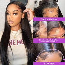 Load image into Gallery viewer, NVL Lace Front Wigs Human Hair Pre Plucked with Baby Hair 200 Density 13x4 HD Transparent Straight Lace Front Wigs for Women Human Hair Glueless (22 Inch, Natural Color)