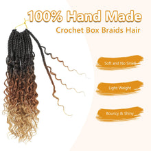 Load image into Gallery viewer, 8 Packs Crochet Box Braids-14 Inch Boho Box Braids Crochet Braids Hair Bohomian Box Braid Crochet Hair Synthetic Braiding Hair Goddess Box Braids Crochet Hair for Black Women (1B/30/27)