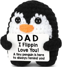 Load image into Gallery viewer, Fathers Day Dad Gifts from Daughter Son Wife, Handmade Crochet Mini Penguin Birthday Gifts for Dad Bonus Step, Funny I Love You Gift for Dads Father‘s Day Birthday Present Emotional Small Cute Decor