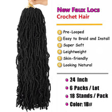 Load image into Gallery viewer, 24 Inch Soft Locs Crochet Hair Pre Looped 6 Packs Faux Locs Crochet Braids Goddess Locs Dreadlocs Synthetic Hair For Black Women (1B, 24 Inch (Pack of 6))