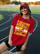 Load image into Gallery viewer, OCURHU Gameday Shirts for Women Football Team Fan Tshirt Funny Football Seaon Short Sleeve Tee Tops Red L