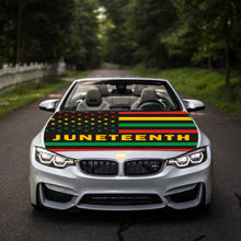 Load image into Gallery viewer, Juneteenth Flag for Car Hood Cover 4X5Ft Car Flag for Celebrations Vehicles Decorate Accessories Fits Coupe Saloon SUV Pickup Trucks