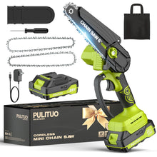 Load image into Gallery viewer, Mini Chainsaw Cordless, 6 Inch Electric Chainsaw Cordless Small Battery Powered Chainsaw, Lightweight Portable Handheld Chain Saw Electric Saw for Tree Branches Wood Cutting Pruning Gardening Gfit