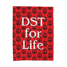Load image into Gallery viewer, Red Velveteen Plush Blanket with Black DST Crest with DST for Life Theme