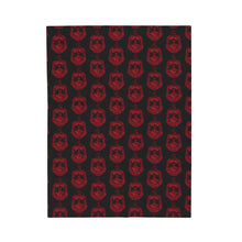 Load image into Gallery viewer, Black Velveteen Plush Blanket Red DST Crest