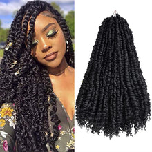 Load image into Gallery viewer, Silike Passion Twist Hair 18 Inch 6 Pack Pre-Twisted Crochet Passion Twisted Crochet Braids Hair Pre-Looped Synthetic Long Bohemian Twist Hair With Curls Crochet Braiding Hair Extensions.(18 inch, 1B)
